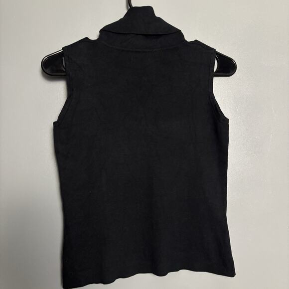 Vintage 90s Joseph A Silk Blend Women’s Sleeveless Tank Top Turtleneck Black S - Picture 5 of 12